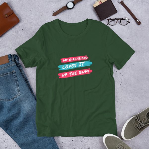 My girlfriend loves it up the bum Unisex t-shirt - Image 8