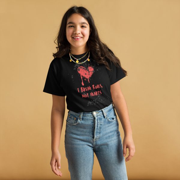 I Break Rules, Not Hearts  Youth classic tee - Image 3
