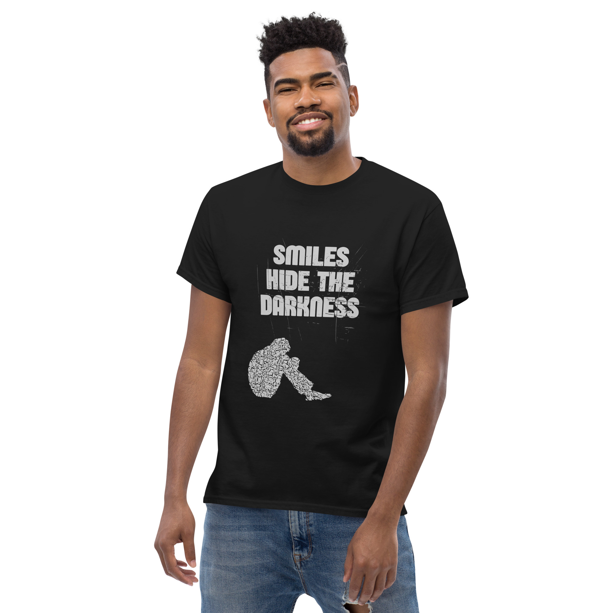Smiles Hide The Darkness T-Shirt | Mental Health Awareness Shirt | Goth Emo Clothing | Dark Alternative Tee | Depression Awareness Shirt | Gothic Rock T-Shirt - Image 7