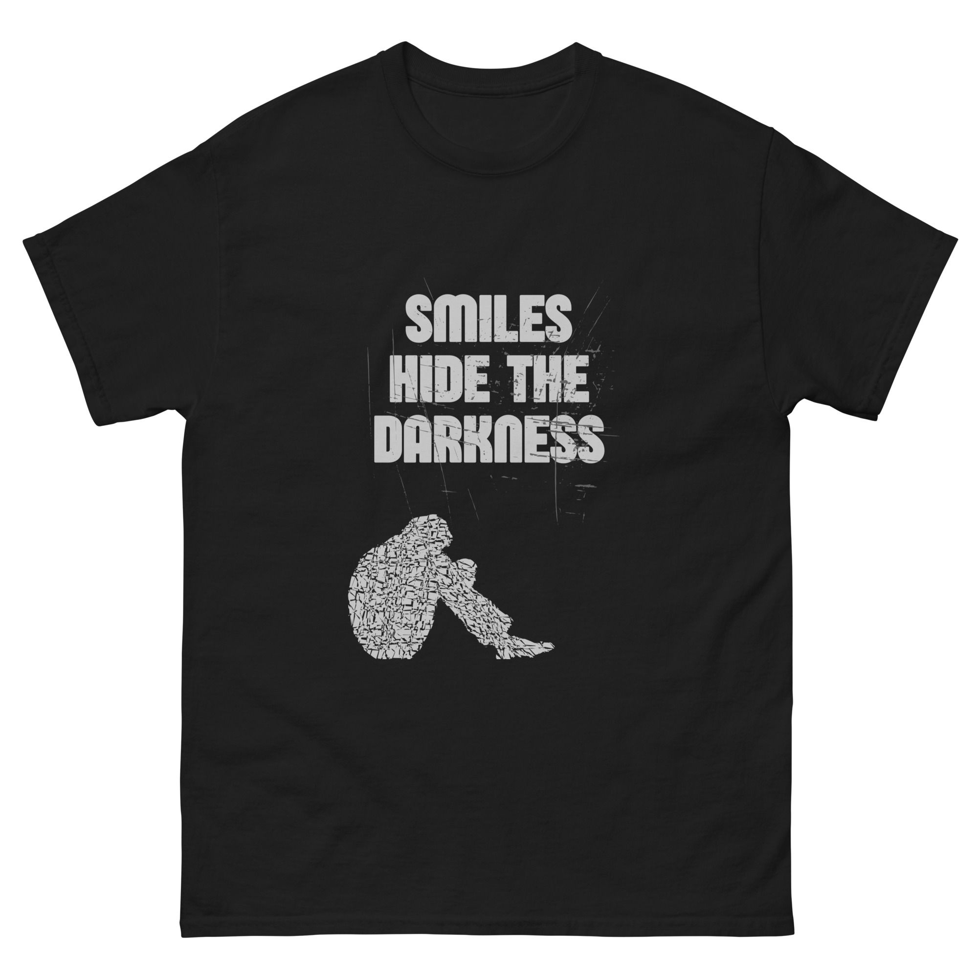 Smiles Hide The Darkness T-Shirt | Mental Health Awareness Shirt | Goth Emo Clothing | Dark Alternative Tee | Depression Awareness Shirt | Gothic Rock T-Shirt