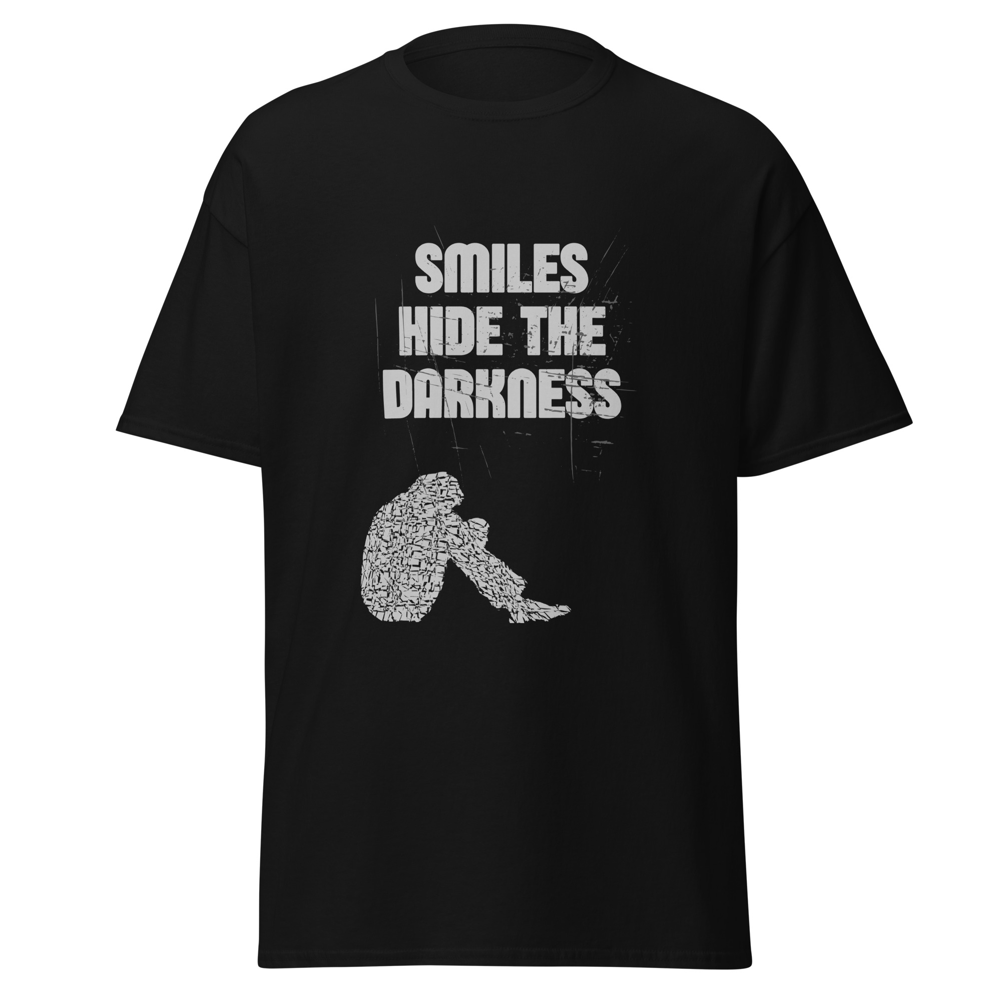 Smiles Hide The Darkness T-Shirt | Mental Health Awareness Shirt | Goth Emo Clothing | Dark Alternative Tee | Depression Awareness Shirt | Gothic Rock T-Shirt - Image 6