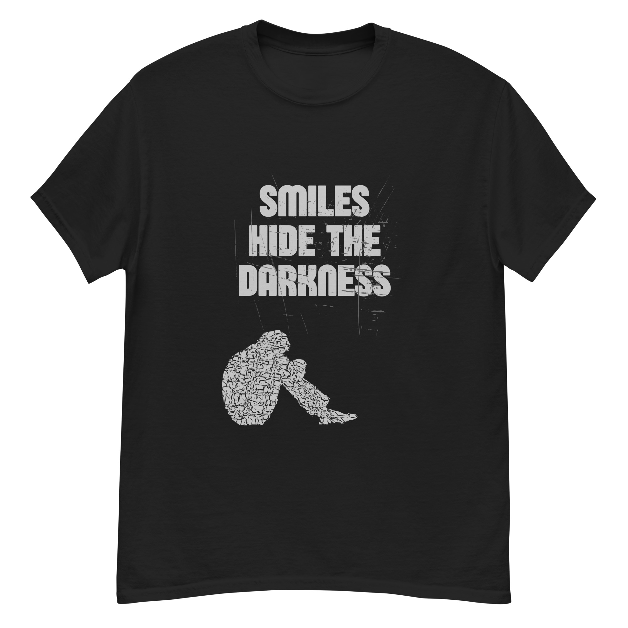Smiles Hide The Darkness T-Shirt | Mental Health Awareness Shirt | Goth Emo Clothing | Dark Alternative Tee | Depression Awareness Shirt | Gothic Rock T-Shirt - Image 8