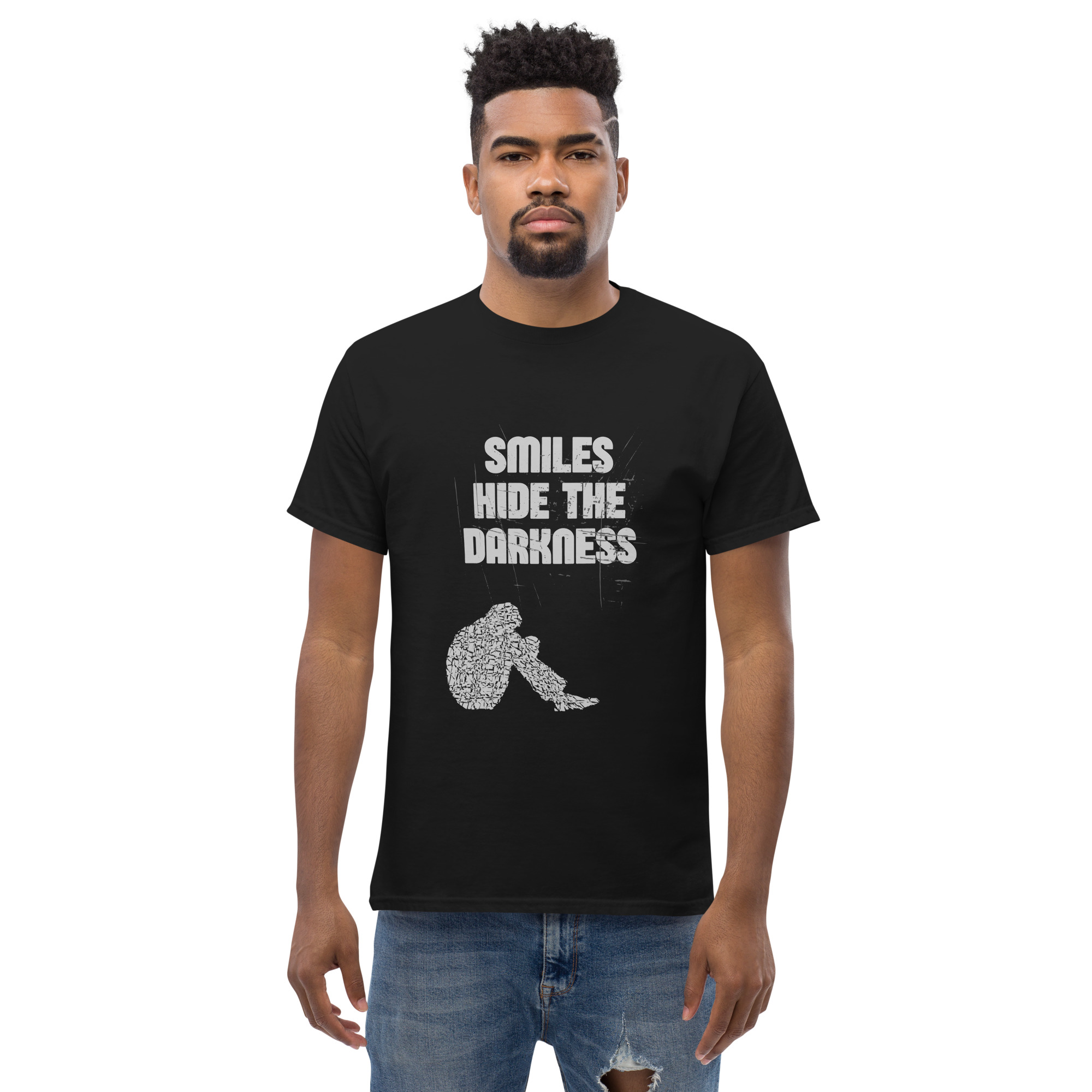 Smiles Hide The Darkness T-Shirt | Mental Health Awareness Shirt | Goth Emo Clothing | Dark Alternative Tee | Depression Awareness Shirt | Gothic Rock T-Shirt - Image 9