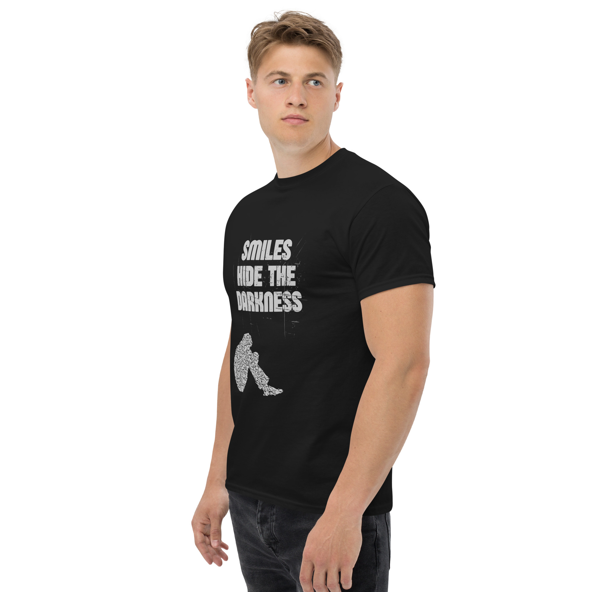Smiles Hide The Darkness T-Shirt | Mental Health Awareness Shirt | Goth Emo Clothing | Dark Alternative Tee | Depression Awareness Shirt | Gothic Rock T-Shirt - Image 3