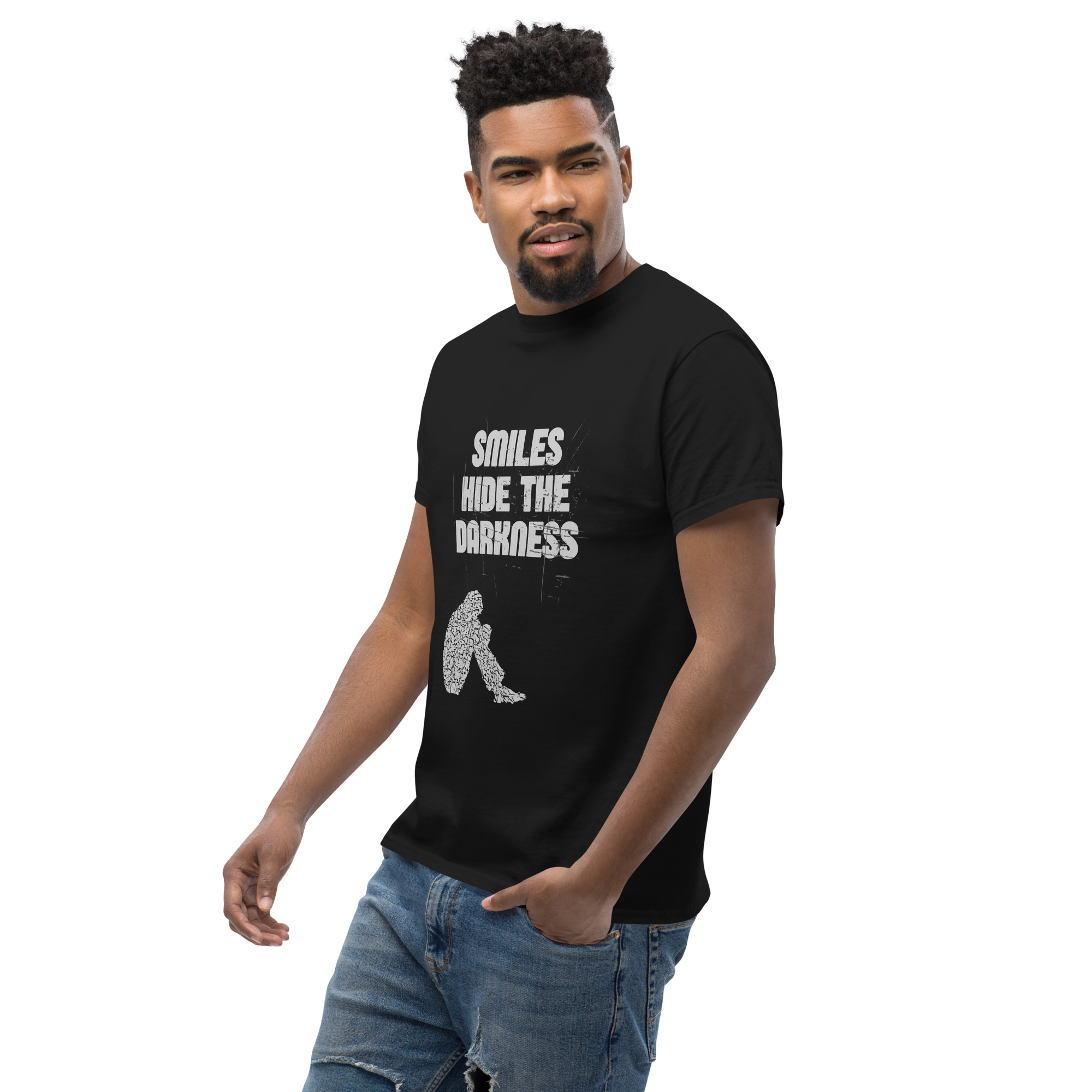 Smiles Hide The Darkness T-Shirt | Mental Health Awareness Shirt | Goth Emo Clothing | Dark Alternative Tee | Depression Awareness Shirt | Gothic Rock T-Shirt - Image 4